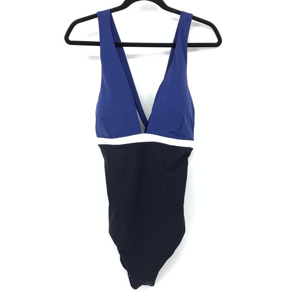 Jets Australia Versa Tie Back One Piece Swimsuit Womens Sz 12 Blue Black White